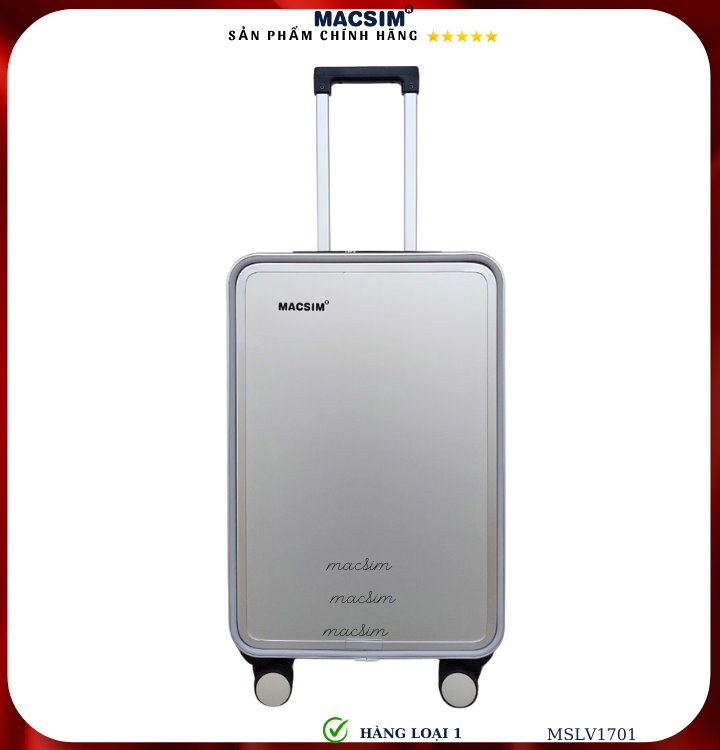 Vali hợp kim nhôm cao cấp Macsim MSLV1701cỡ 20 inches màu đen hàng loại 1