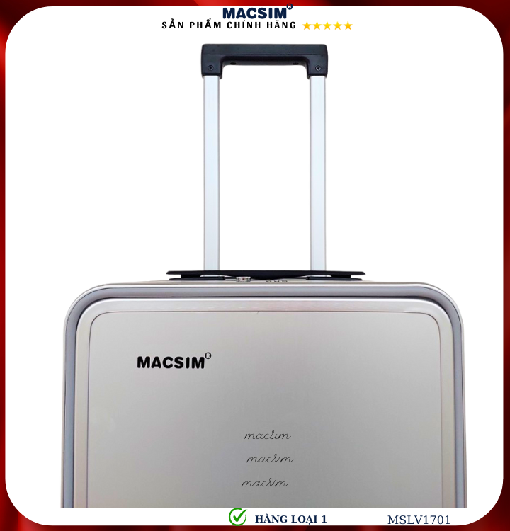 Vali hợp kim nhôm cao cấp Macsim MSLV1701cỡ 20 inches màu đen hàng loại 1