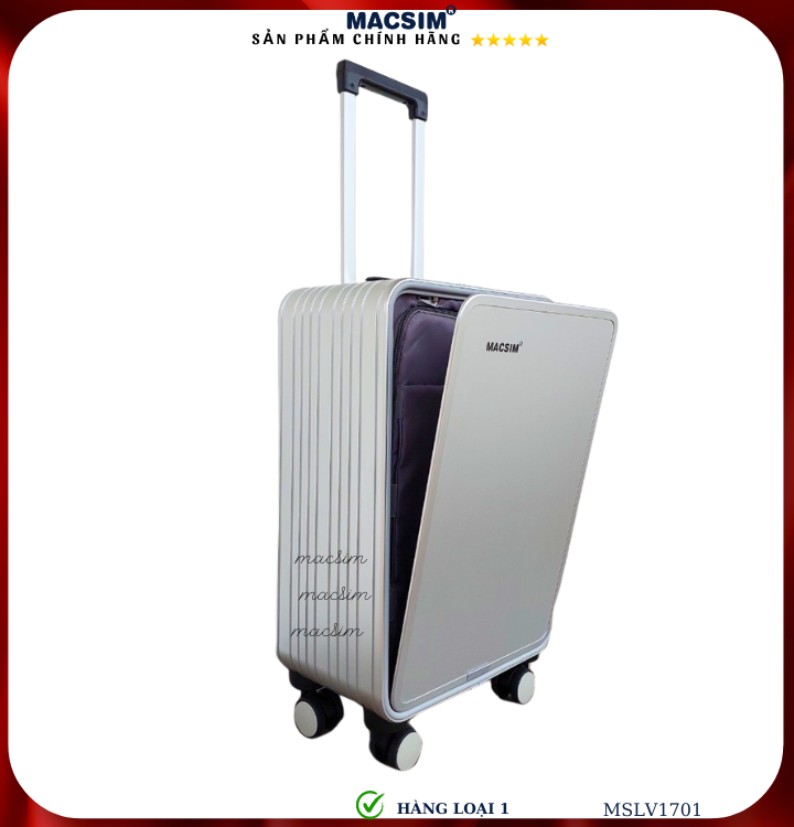Vali hợp kim nhôm cao cấp Macsim MSLV1701cỡ 20 inches màu đen hàng loại 1