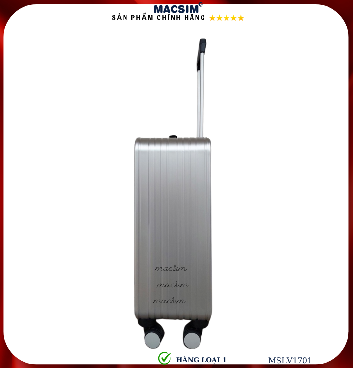 Vali hợp kim nhôm cao cấp Macsim MSLV1701cỡ 20 inches màu đen hàng loại 1