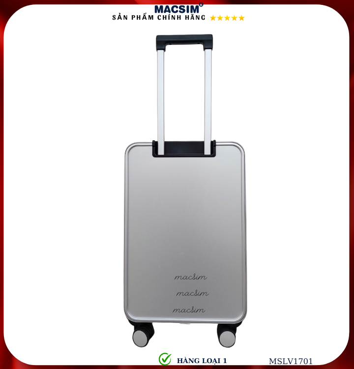 Vali hợp kim nhôm cao cấp Macsim MSLV1701cỡ 20 inches màu đen hàng loại 1