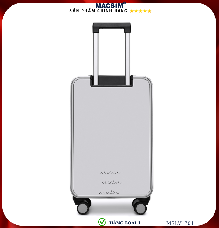 Vali hợp kim nhôm cao cấp Macsim MSLV1701cỡ 20 inches màu đen hàng loại 1