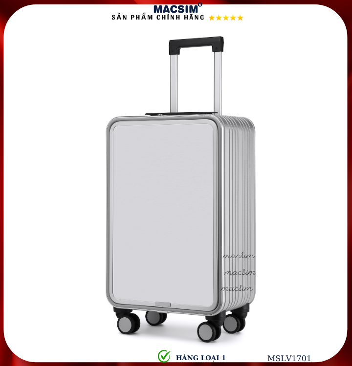 Vali hợp kim nhôm cao cấp Macsim MSLV1701cỡ 20 inches màu đen hàng loại 1