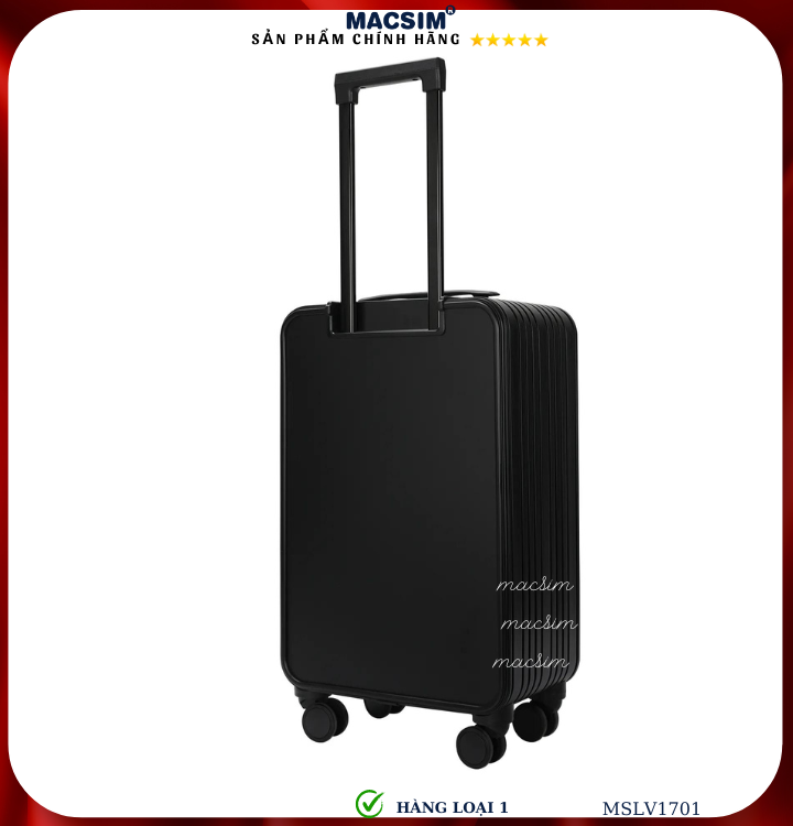 Vali hợp kim nhôm cao cấp Macsim MSLV1701 cỡ 20 inches màu đen hàng loại 1