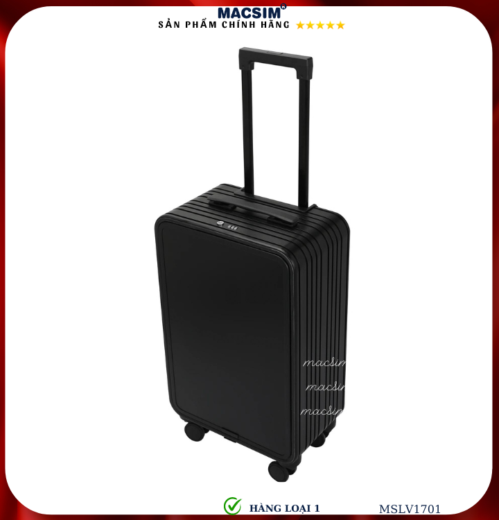 Vali hợp kim nhôm cao cấp Macsim MSLV1701 cỡ 20 inches màu đen hàng loại 1