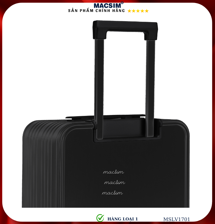 Vali hợp kim nhôm cao cấp Macsim MSLV1701 cỡ 20 inches màu đen hàng loại 1