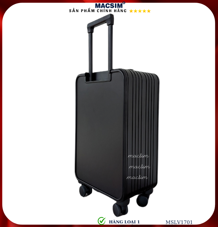 Vali hợp kim nhôm cao cấp Macsim MSLV1701 cỡ 20 inches màu đen hàng loại 1