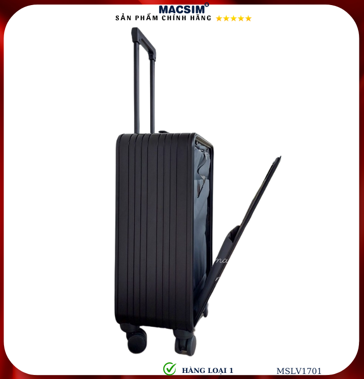 Vali hợp kim nhôm cao cấp Macsim MSLV1701 cỡ 20 inches màu đen hàng loại 1