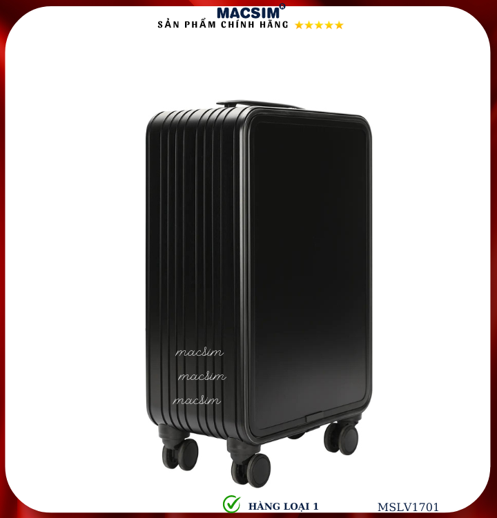 Vali hợp kim nhôm cao cấp Macsim MSLV1701 cỡ 20 inches màu đen hàng loại 1