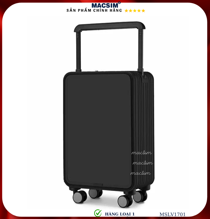 Vali hợp kim nhôm cao cấp Macsim MSLV1701 cỡ 20 inches màu đen hàng loại 1