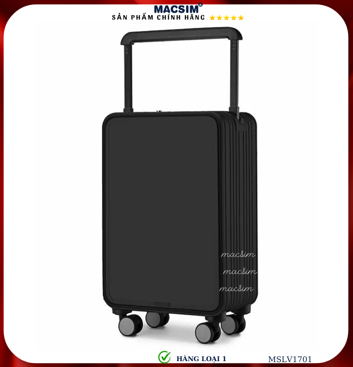 Vali hợp kim nhôm cao cấp Macsim MSLV1701 cỡ 20 inches màu đen hàng loại 1