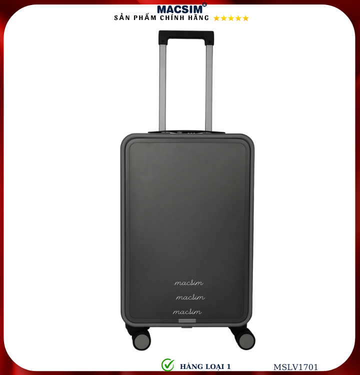 Vali hợp kim nhôm cao cấp Macsim MSLV1701cỡ 20 inches màu ghi hàng loại 1