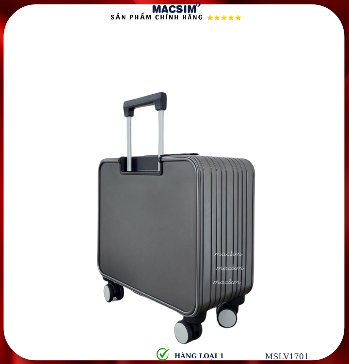 Vali hợp kim nhôm cao cấp Macsim MSLV1701cỡ 16 inches màu ghi hàng loại 1