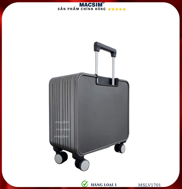 Vali hợp kim nhôm cao cấp Macsim MSLV1701cỡ 16 inches màu ghi hàng loại 1