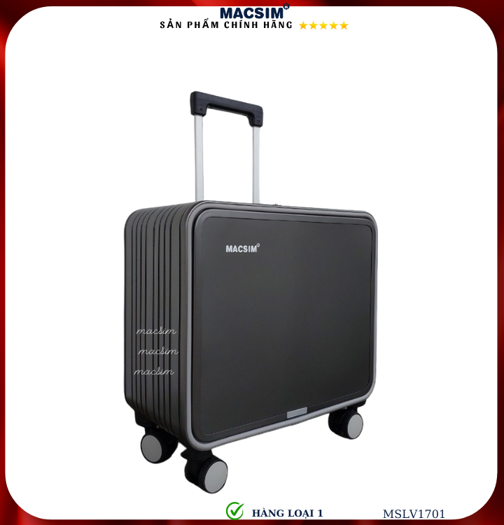 Vali 16 Inch Vector Vali hợp kim nhôm cao cấp Macsim MSLV1701cỡ 16 inches màu ghi hàng loại ...