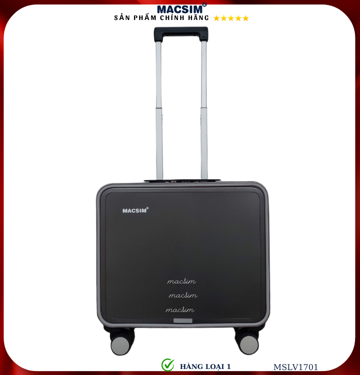 Vali 16 Inch Vector Vali hợp kim nhôm cao cấp Macsim MSLV1701cỡ 16 inches màu ghi hàng loại ...