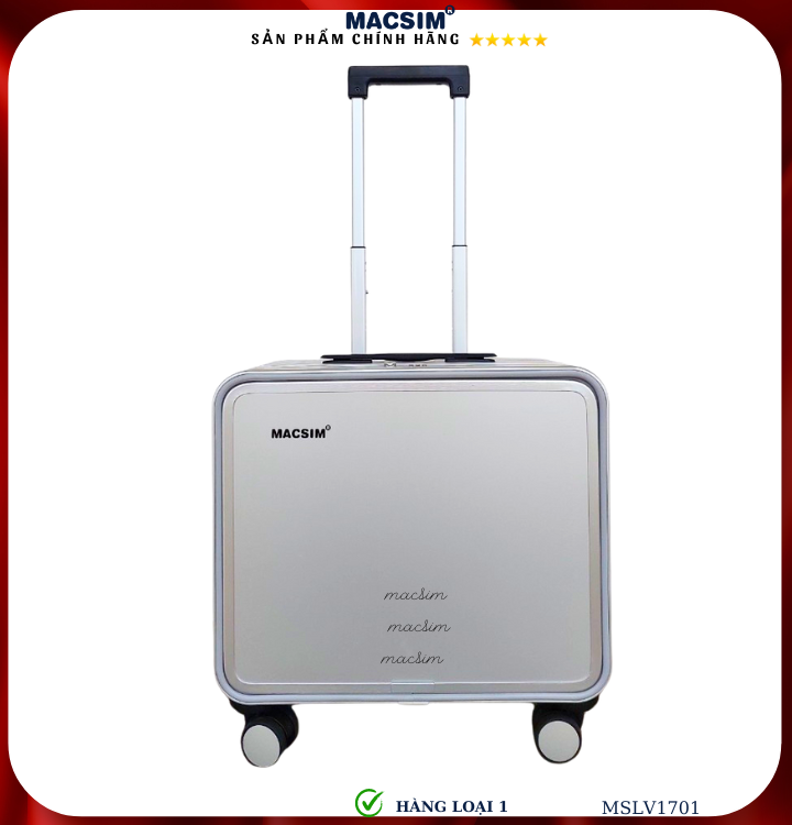 Vali 16 Inch Vector Vali hợp kim nhôm cao cấp Macsim MSLV1701cỡ 16 inches màu bạc hàng loại ...