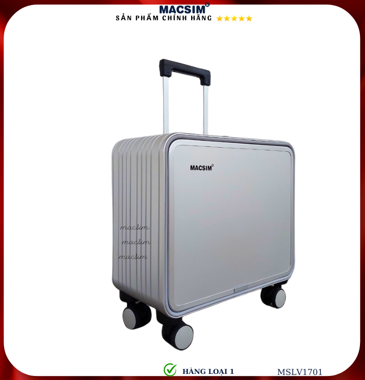 Vali hợp kim nhôm cao cấp Macsim MSLV1701cỡ 16 inches màu bạc hàng loại 1