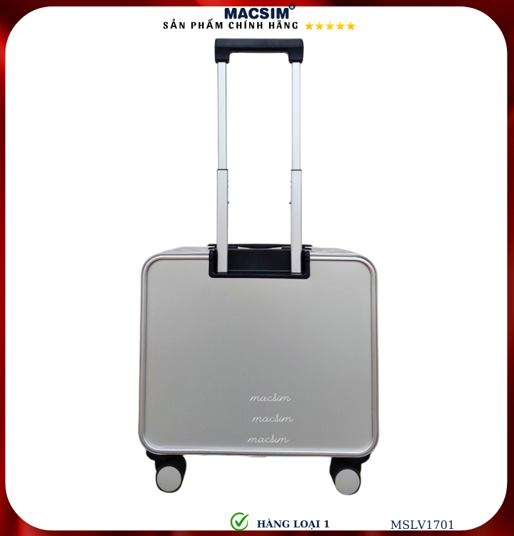 Vali 16 Inch Vector Vali hợp kim nhôm cao cấp Macsim MSLV1701cỡ 16 inches màu bạc hàng loại ...