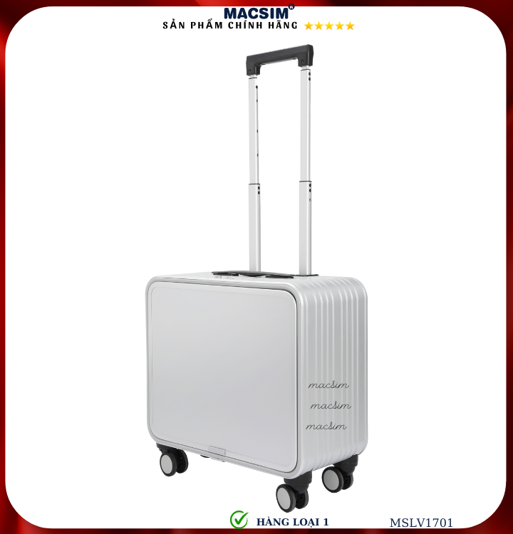 Vali hợp kim nhôm cao cấp Macsim MSLV1701cỡ 16 inches màu bạc hàng loại 1
