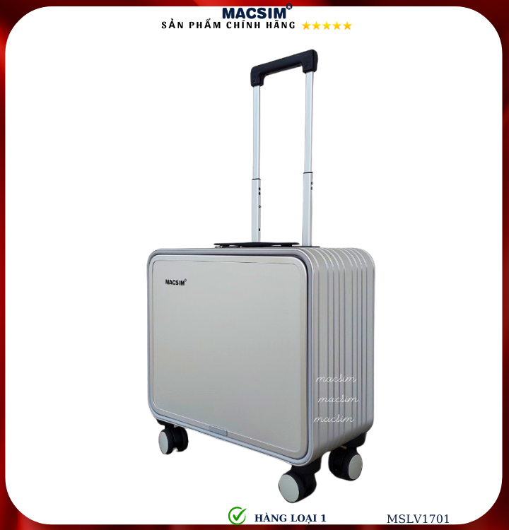 Vali 16 Inch Vector Vali hợp kim nhôm cao cấp Macsim MSLV1701cỡ 16 inches màu bạc hàng loại ...