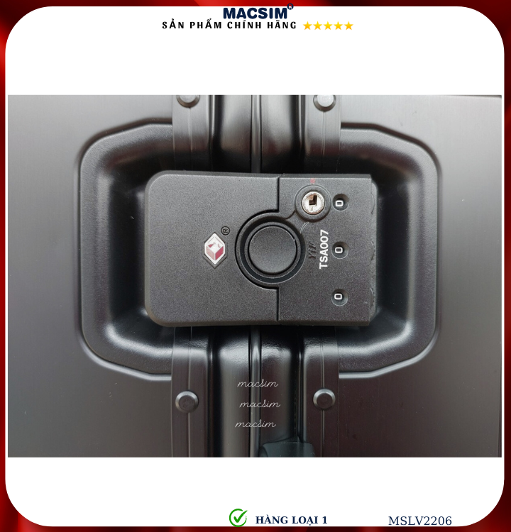 Vali hợp kim nhôm cao cấp Macsim MSLV2206 cỡ 20 inches màu đen hàng loại 1