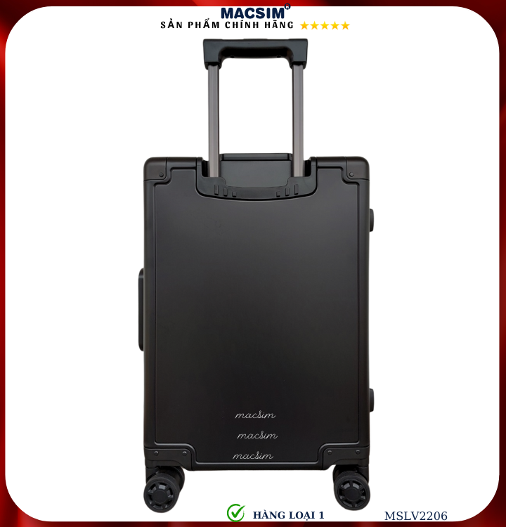 Vali hợp kim nhôm cao cấp Macsim MSLV2206 cỡ 20 inches màu đen hàng loại 1