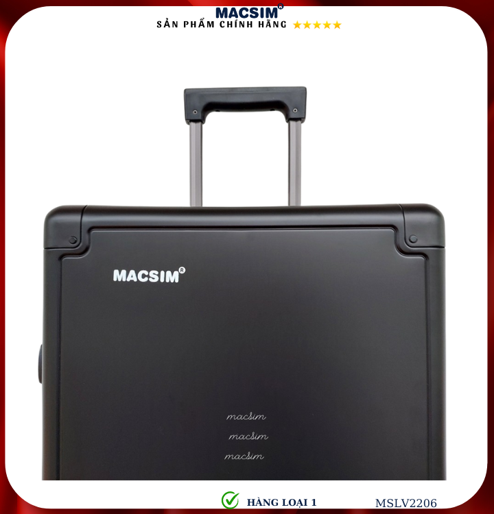 Vali hợp kim nhôm cao cấp Macsim MSLV2206 cỡ 20 inches màu đen hàng loại 1
