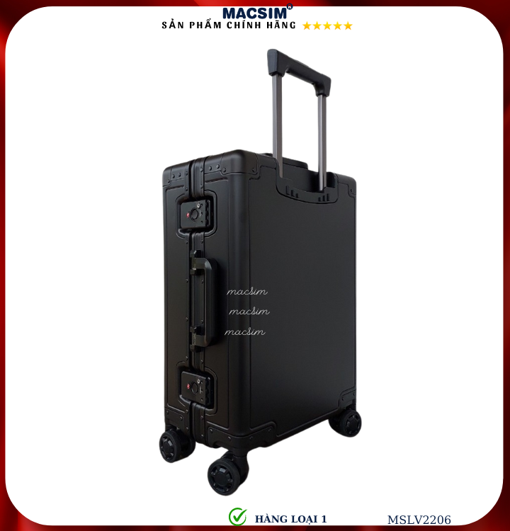 Vali hợp kim nhôm cao cấp Macsim MSLV2206 cỡ 20 inches màu đen hàng loại 1