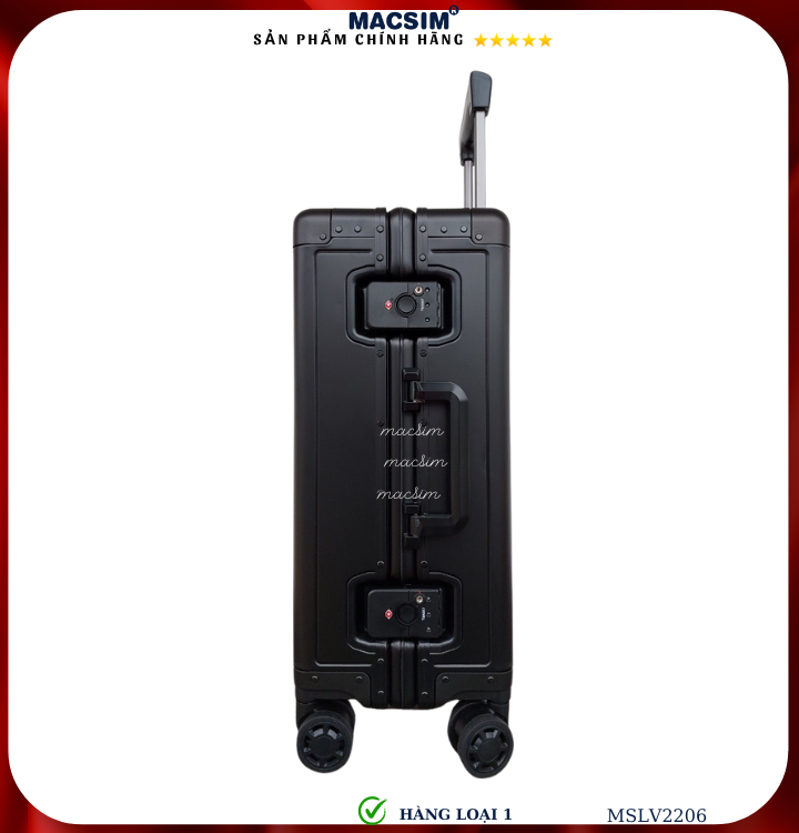Vali hợp kim nhôm cao cấp Macsim MSLV2206 cỡ 20 inches màu đen hàng loại 1