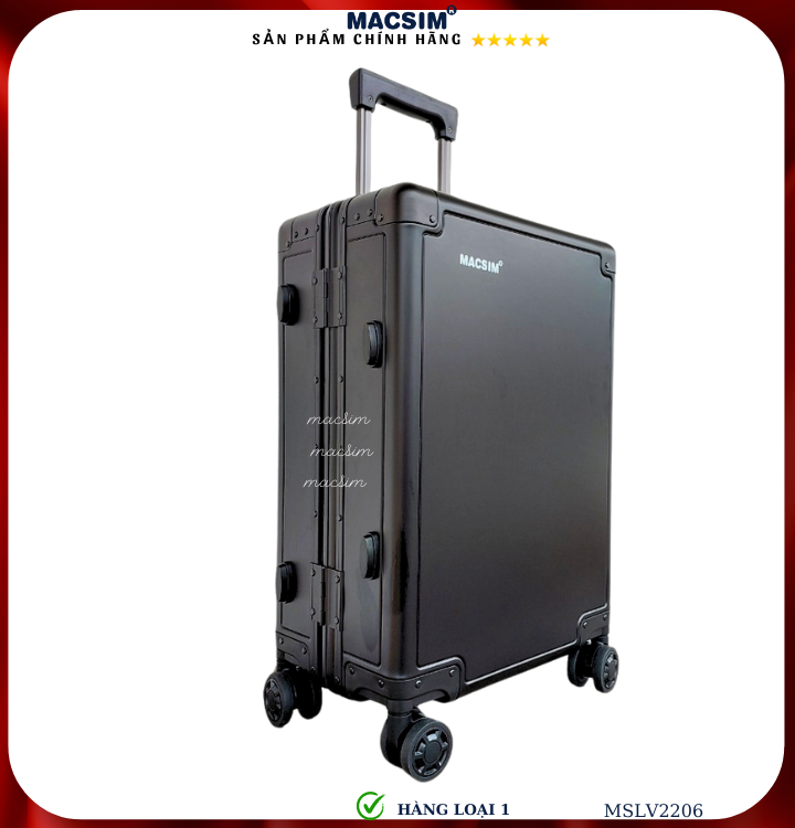 Vali hợp kim nhôm cao cấp Macsim MSLV2206 cỡ 20 inches màu đen hàng loại 1
