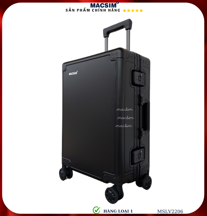 Vali hợp kim nhôm cao cấp Macsim MSLV2206 cỡ 20 inches màu đen hàng loại 1