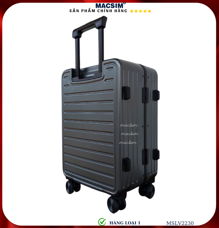 Vali cao cấp Macsim SMLV2230 cỡ 20 inch màu xám/ ghi- Hàng loại 1
