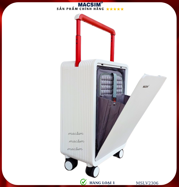 Vali cao cấp Macsim SMLV2306 cỡ 20 inch màu trắng - Hàng loại 1