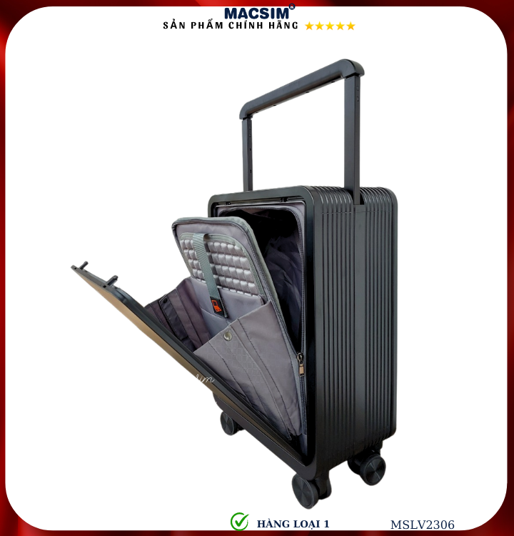 Vali cao cấp Macsim SMLV2306 cỡ 20 inch mà đen - Hàng loại 1