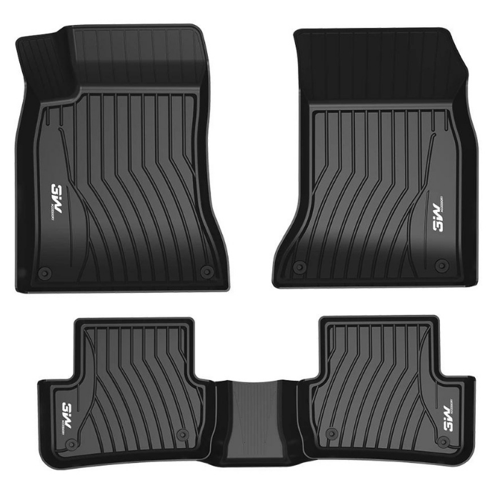 Thảm lót sàn xe ô tô  Mercedes C 2013- 2021 Nhãn hiệu Macsim 3W chất liệu nhựa TPE đúc khuôn cao cấp - màu đen