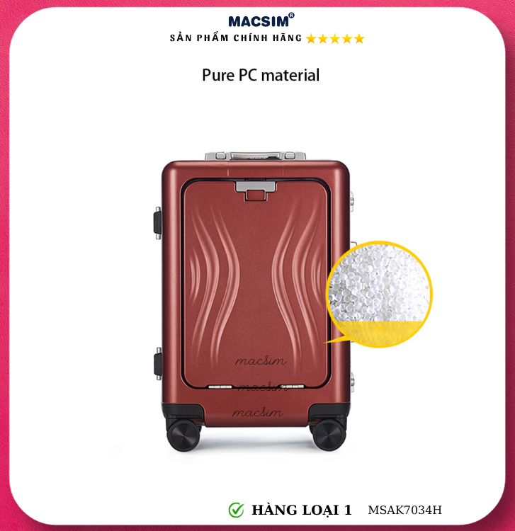 Vali cao cấp Macsim Aksen hàng loại 1 MSAK7034H cỡ 20 inch