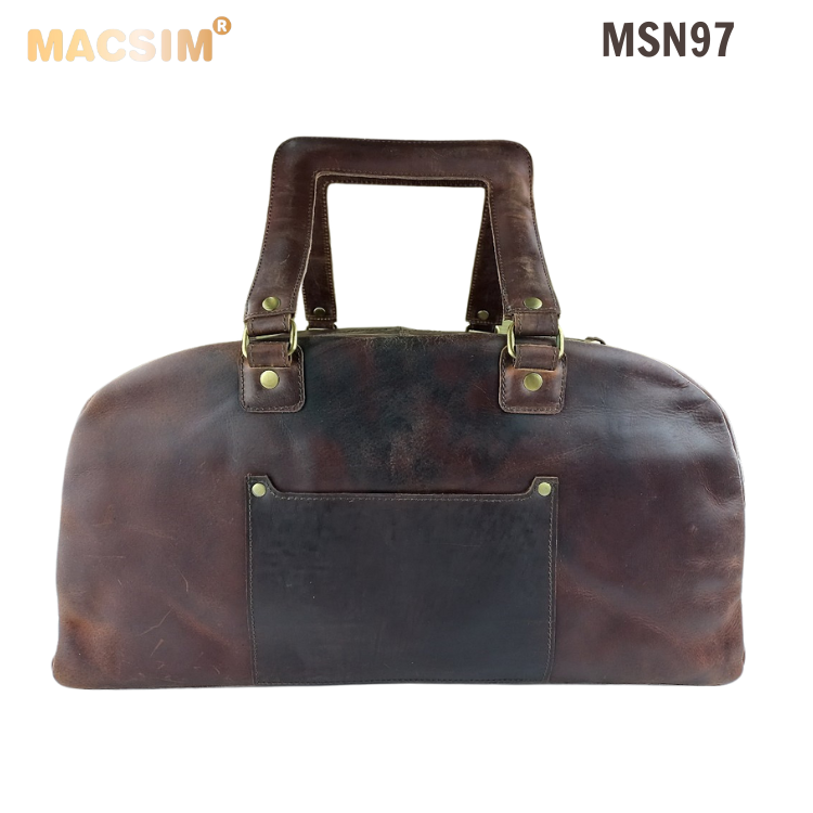 [Túi Da Thật Du Lịch Macsim MSN97 màu nâu – Da Bò Nguyên Miếng | Cổ Điển – Thủ Công – Chính Hãng]