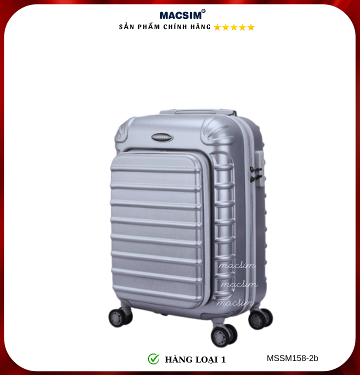 Vali cao cấp Macsim Smooire MSSM158-2b cỡ 20 inch màu silver - Hàng loại 1