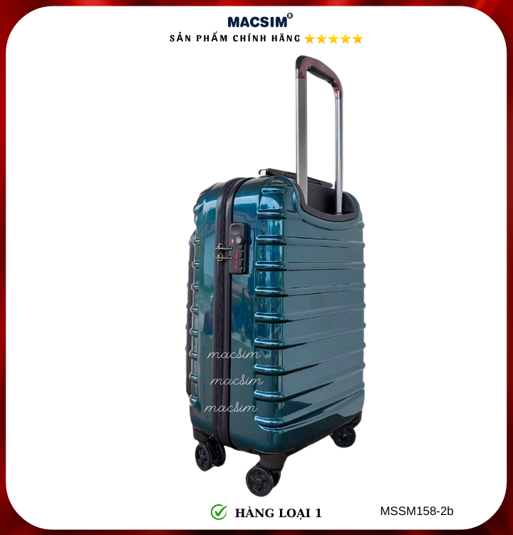 Vali cao cấp Macsim Smooire MSSM158-2b cỡ 20 inch màu (shiny blue) - Hàng loại 1