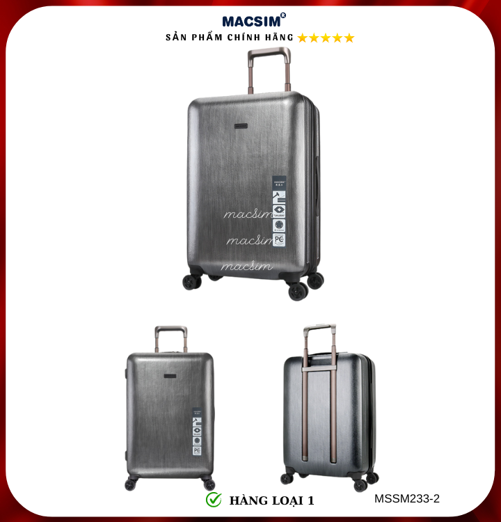Vali cao cấp Macsim Smooire MSSM233-2 cỡ 21 inch màu đen - Hàng loại 1