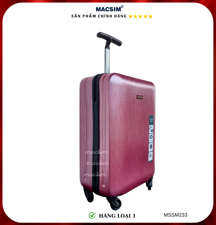 Vali cao cấp Macsim Smooire MSSM233 cỡ 21 inch màu tím hồng - Hàng loại 1