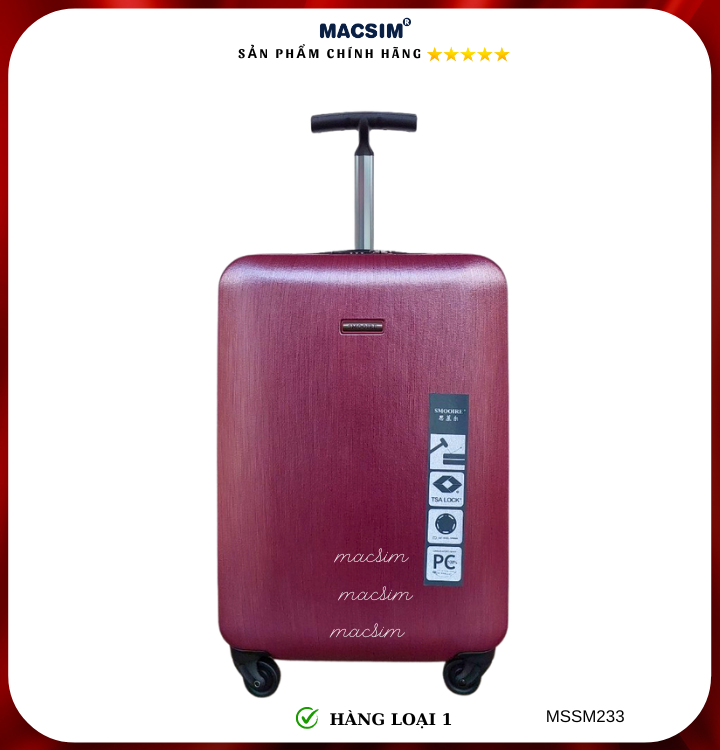 Vali cao cấp Macsim Smooire MSSM233 cỡ 21 inch màu tím hồng - Hàng loại 1