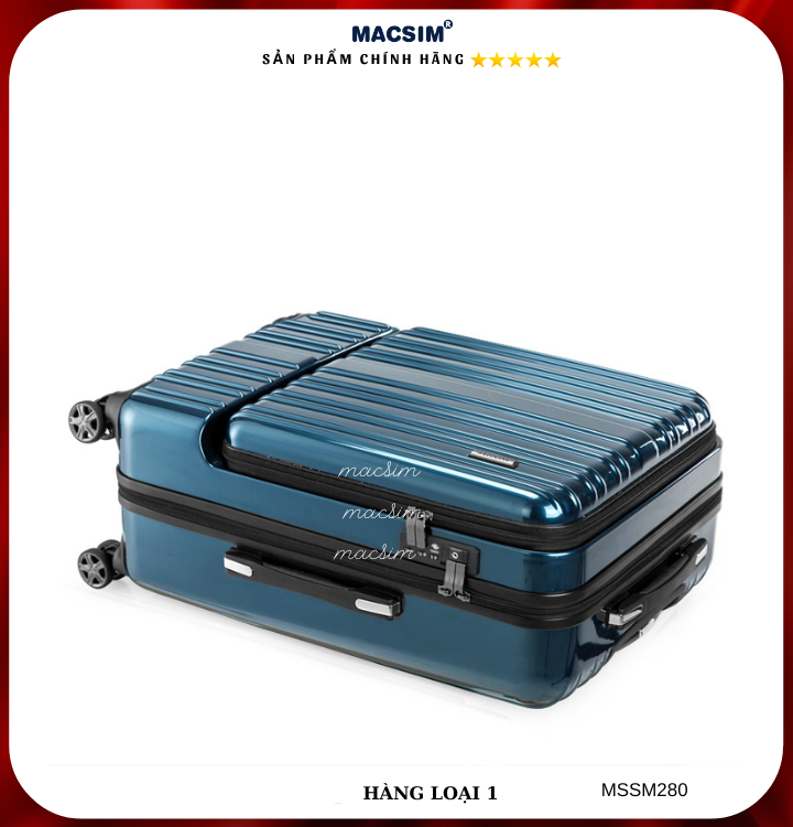 Vali cao cấp Macsim Smooire MSSM280 cỡ 20 inch màu xanh bóng - Hàng loại 1