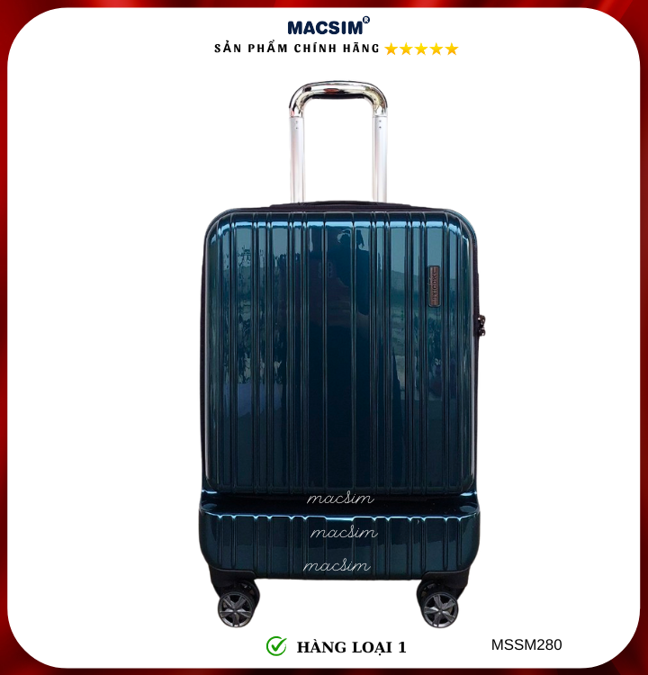 Vali cao cấp Macsim Smooire MSSM280 cỡ 20 inch màu xanh bóng - Hàng loại 1