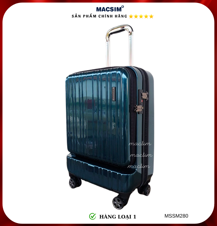 Vali cao cấp Macsim Smooire MSSM280 cỡ 20 inch màu xanh bóng - Hàng loại 1