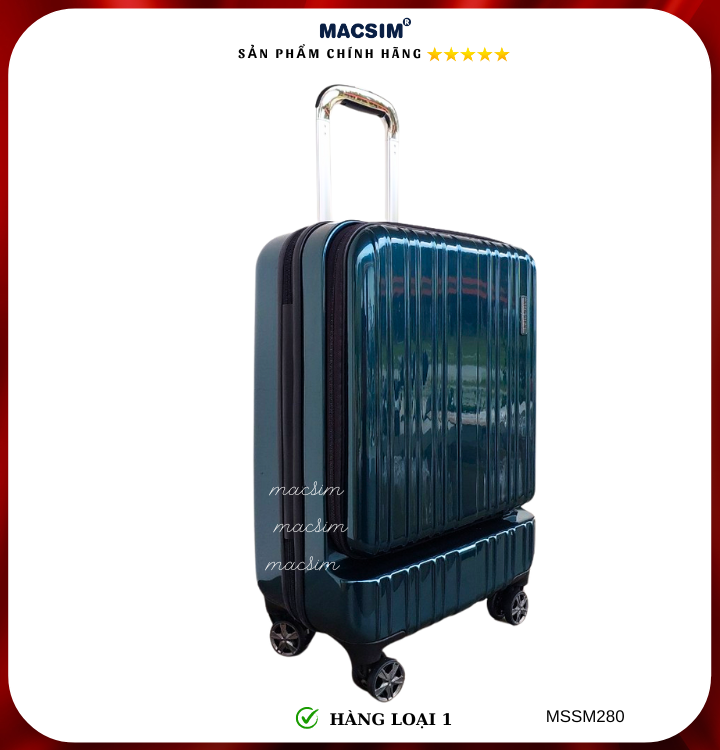 Vali cao cấp Macsim Smooire MSSM280 cỡ 20 inch màu xanh bóng - Hàng loại 1