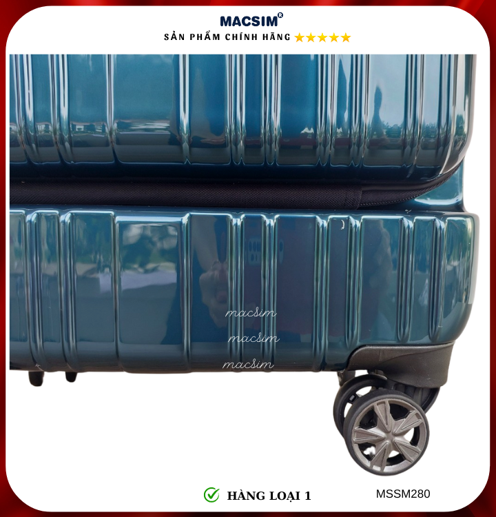 Vali cao cấp Macsim Smooire MSSM280 cỡ 20 inch màu xanh bóng - Hàng loại 1