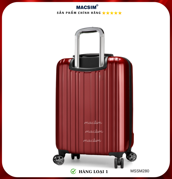 Vali cao cấp Macsim Smooire MSSM280 cỡ 20 inch màu đỏ - Hàng loại 1