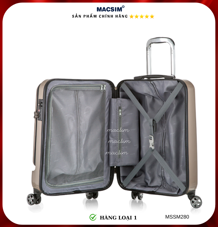 Vali cao cấp Macsim Smooire MSSM280 cỡ 20 inch màu gold - Hàng loại 1